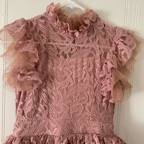 Joyfolie Pink Lace Tiered Dress - Picture 4 of 7
